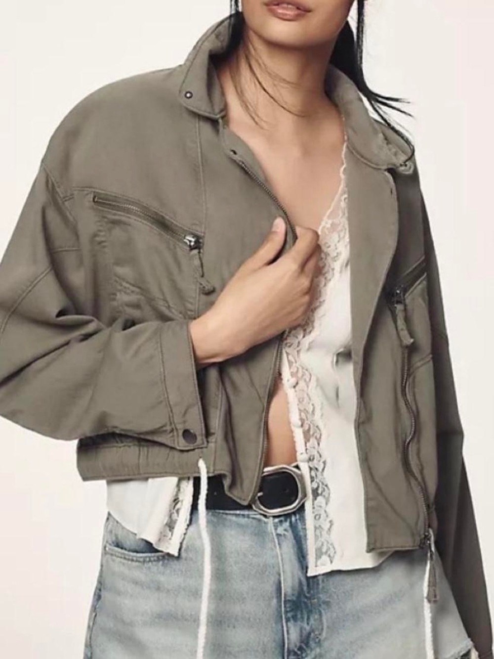 Pilcro Women's Khaki and Green Jacket
